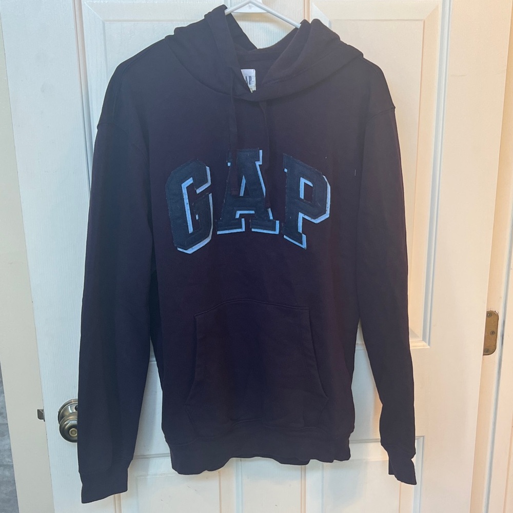 GAP plum Hoodie with Light Blue Lettering